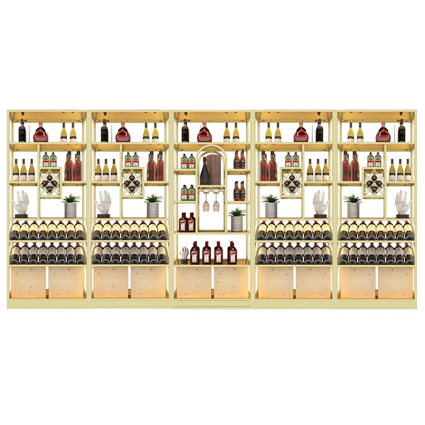 Freestanding Luxury Wine Jail Metal with Shelf Wine Rack Kit 11.8"Wide Clearhalo 'furn' 'furn_wine_racks' 'Furniture' 'Kitchen & Dining Furniture' 'Wine Racks' 'wine_racks' 6032289