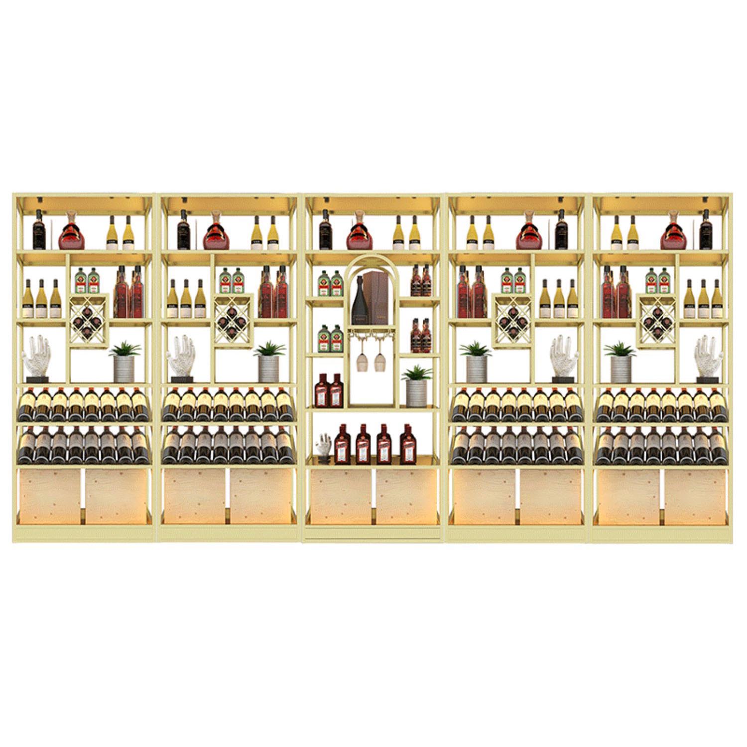 Freestanding Luxury Wine Jail Metal with Shelf Wine Rack Kit 11.8"Wide Clearhalo 'furn' 'furn_wine_racks' 'Furniture' 'Kitchen & Dining Furniture' 'Wine Racks' 'wine_racks' 6032289