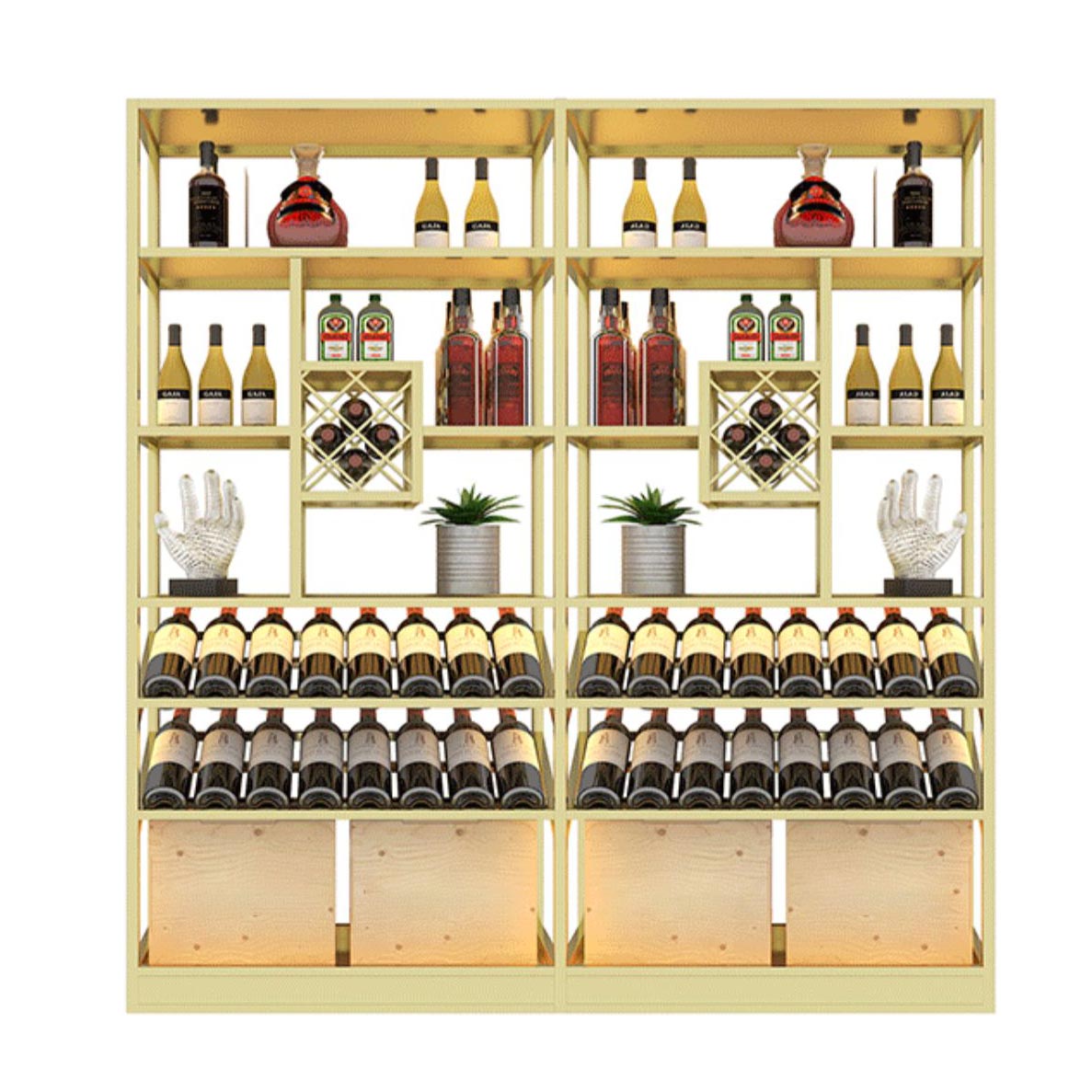 Freestanding Luxury Wine Jail Metal with Shelf Wine Rack Kit 11.8"Wide Clearhalo 'furn' 'furn_wine_racks' 'Furniture' 'Kitchen & Dining Furniture' 'Wine Racks' 'wine_racks' 6032290