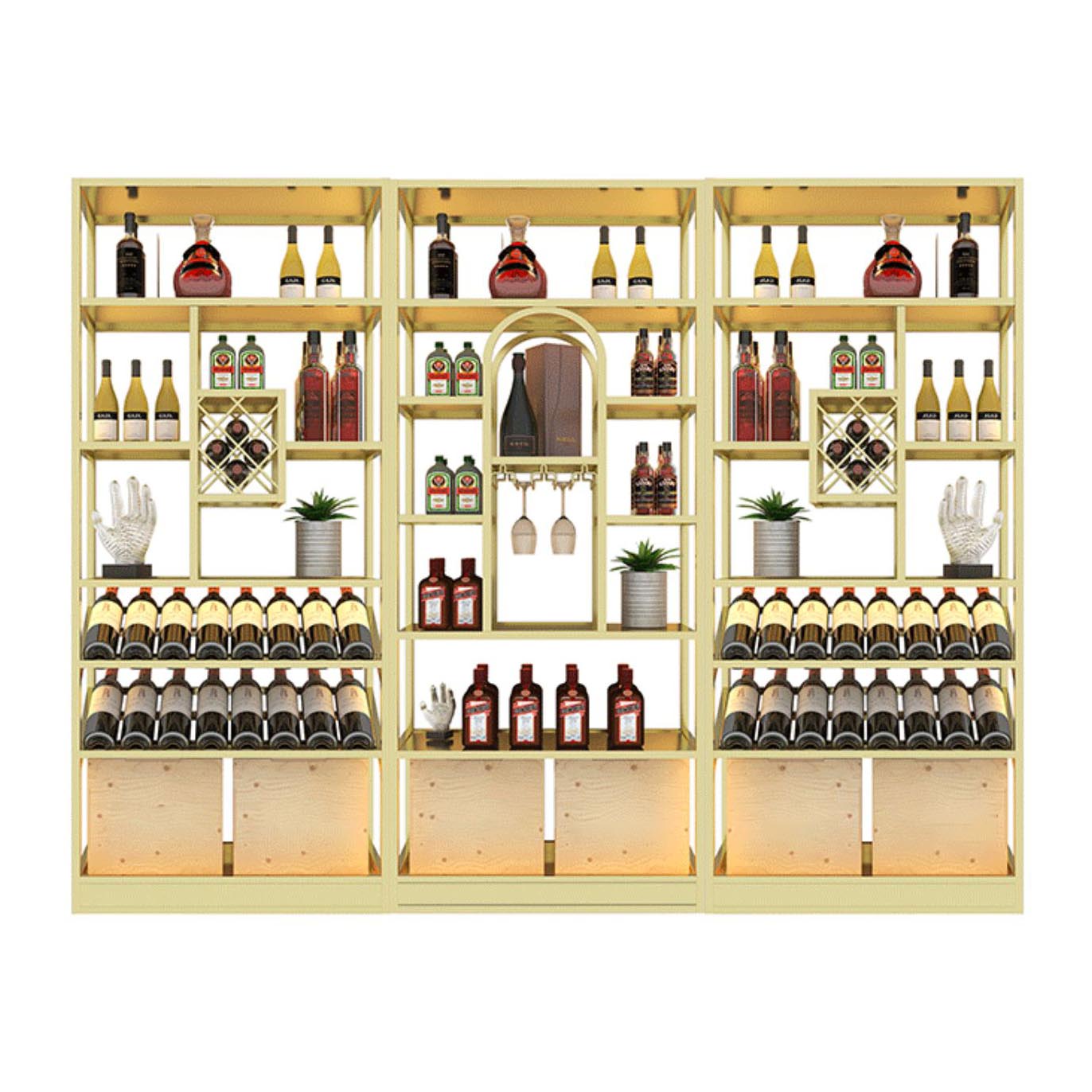 Freestanding Luxury Wine Jail Metal with Shelf Wine Rack Kit 11.8"Wide Clearhalo 'furn' 'furn_wine_racks' 'Furniture' 'Kitchen & Dining Furniture' 'Wine Racks' 'wine_racks' 6032291