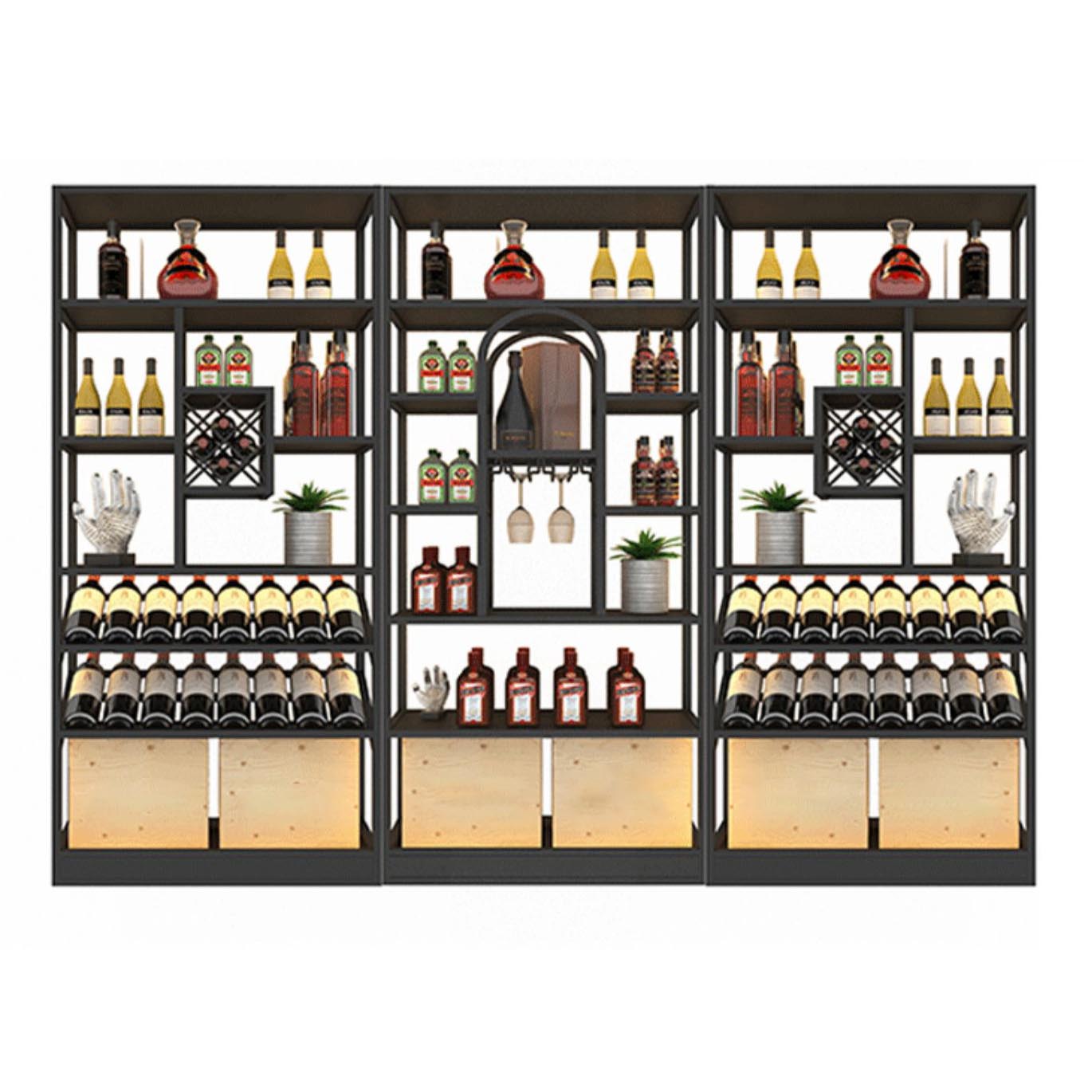 Freestanding Luxury Wine Jail Metal with Shelf Wine Rack Kit 11.8"Wide Clearhalo 'furn' 'furn_wine_racks' 'Furniture' 'Kitchen & Dining Furniture' 'Wine Racks' 'wine_racks' 6032292