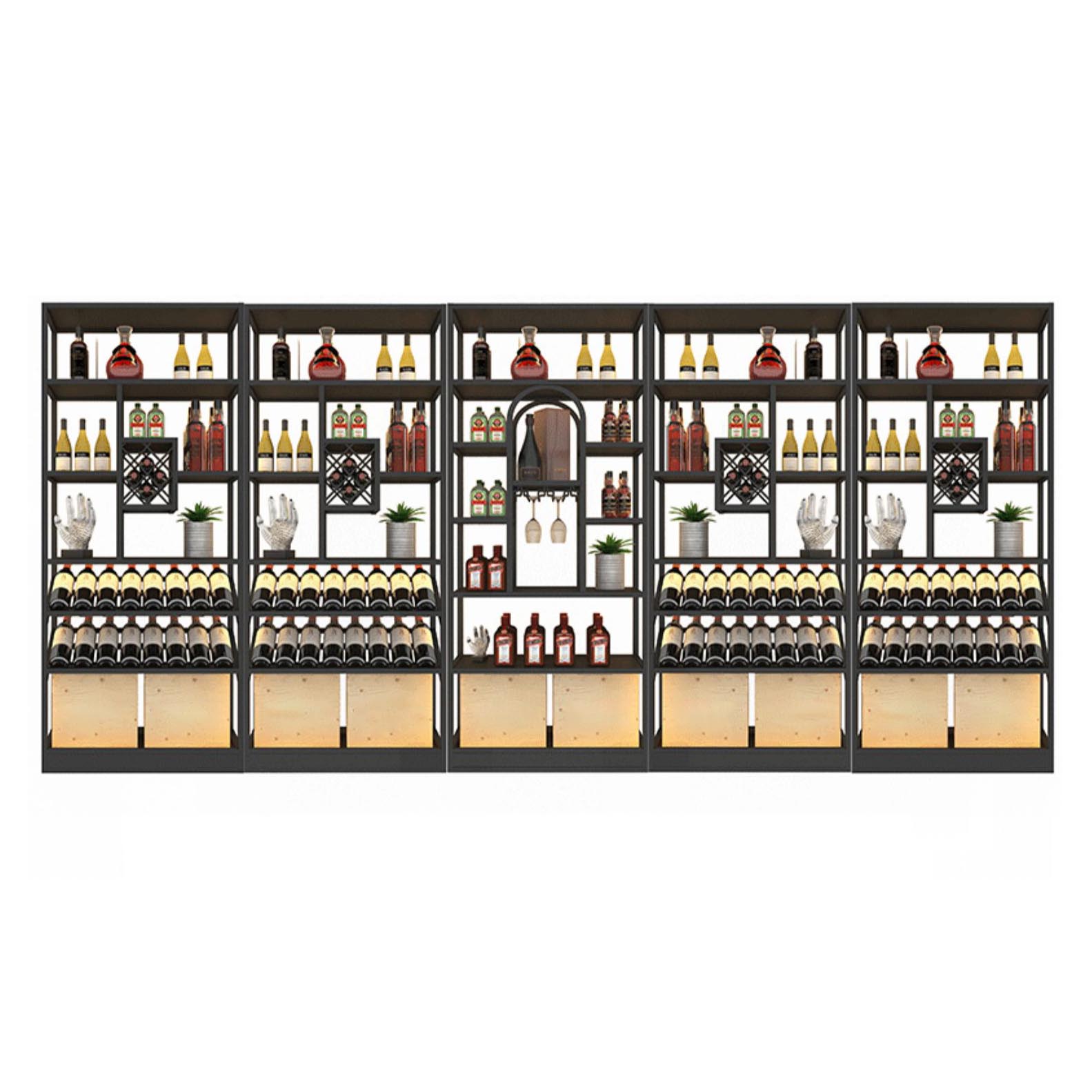 Freestanding Luxury Wine Jail Metal with Shelf Wine Rack Kit 11.8"Wide Clearhalo 'furn' 'furn_wine_racks' 'Furniture' 'Kitchen & Dining Furniture' 'Wine Racks' 'wine_racks' 6032293