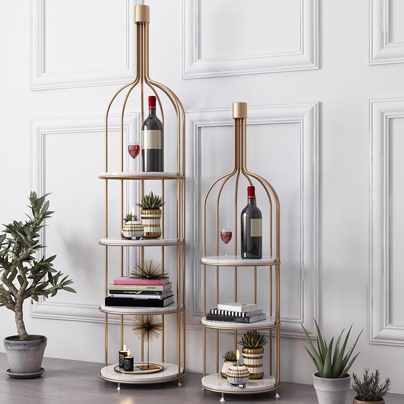 Luxury Metal Wine Holder Rack Round Floor Wine Racks with Shelf Clearhalo 'furn' 'furn_wine_racks' 'Furniture' 'Kitchen & Dining Furniture' 'Wine Racks' 'wine_racks' 6032331