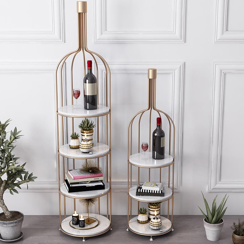 Luxury Metal Wine Holder Rack Round Floor Wine Racks with Shelf Clearhalo 'furn' 'furn_wine_racks' 'Furniture' 'Kitchen & Dining Furniture' 'Wine Racks' 'wine_racks' 6032335