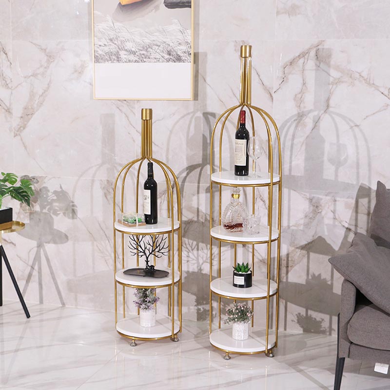 Luxury Metal Wine Holder Rack Round Floor Wine Racks with Shelf Clearhalo 'furn' 'furn_wine_racks' 'Furniture' 'Kitchen & Dining Furniture' 'Wine Racks' 'wine_racks' 6032336