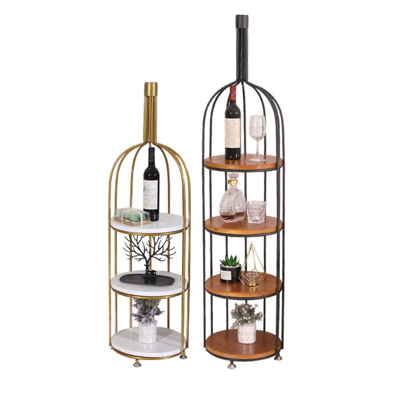 Luxury Metal Wine Holder Rack Round Floor Wine Racks with Shelf Clearhalo 'furn' 'furn_wine_racks' 'Furniture' 'Kitchen & Dining Furniture' 'Wine Racks' 'wine_racks' 6032337