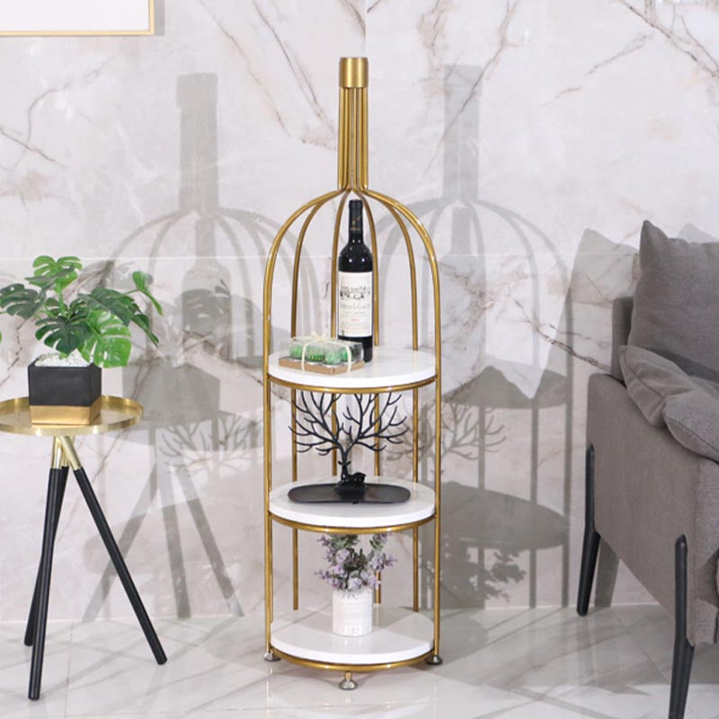 Luxury Metal Wine Holder Rack Round Floor Wine Racks with Shelf Clearhalo 'furn' 'furn_wine_racks' 'Furniture' 'Kitchen & Dining Furniture' 'Wine Racks' 'wine_racks' 6032346