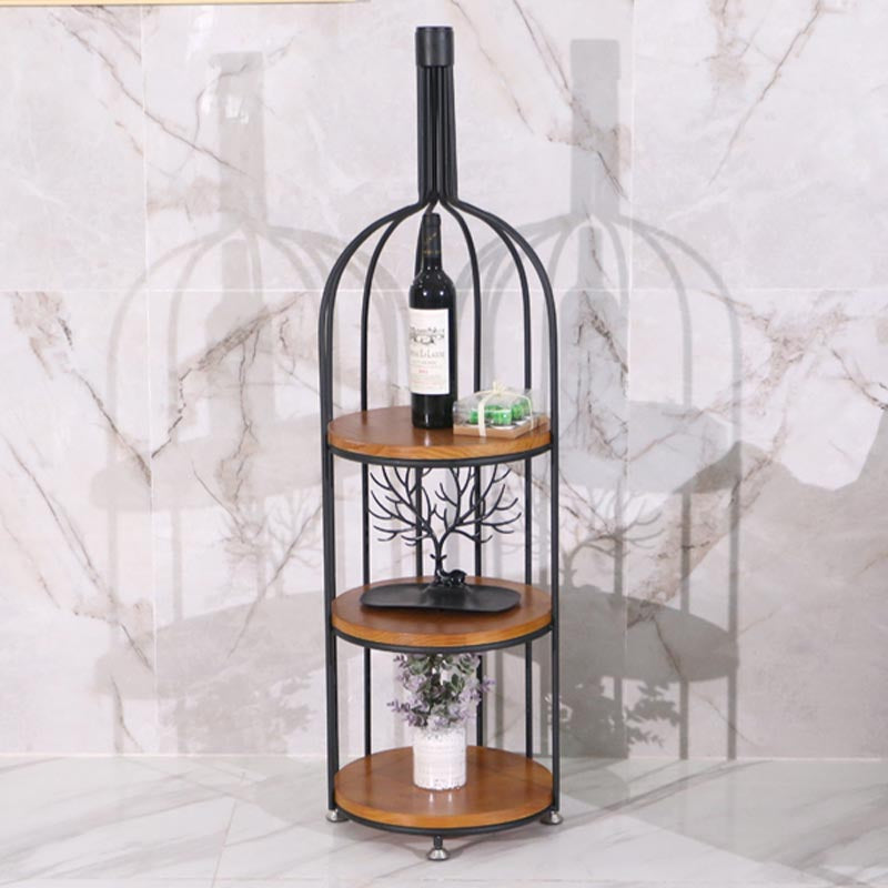 Luxury Metal Wine Holder Rack Round Floor Wine Racks with Shelf Clearhalo 'furn' 'furn_wine_racks' 'Furniture' 'Kitchen & Dining Furniture' 'Wine Racks' 'wine_racks' 6032347