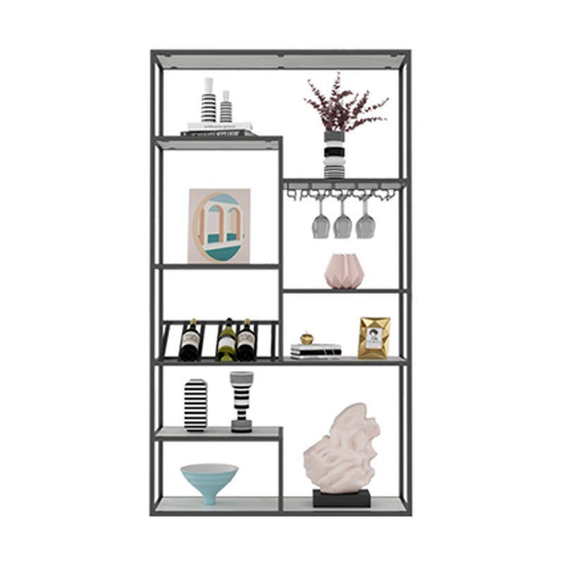Metal Floor Wine Bottle & Glass Rack Modern Wine Rack Kit with Shelf