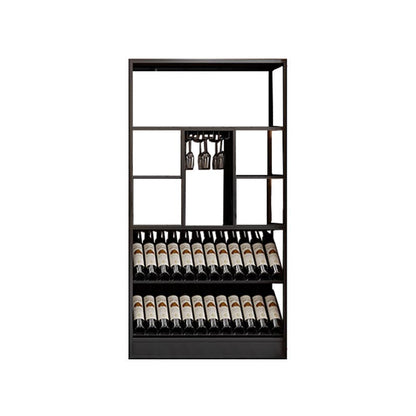 Black Stemware Holder Wine Holder Metal Floor Wine Rack Kit with Shelf