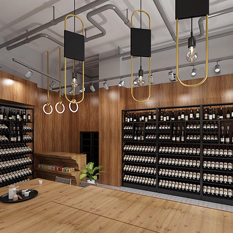 Black Stemware Holder Wine Holder Metal Floor Wine Rack Kit with Shelf