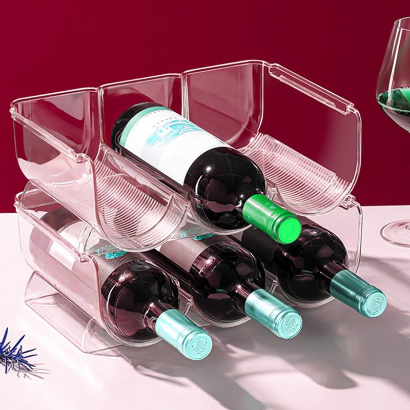 Modern Acrylic Wine Rack Bottle Tabletop Or Countertop Free-Stand Bottle Holder in Clear Clearhalo 'furn' 'furn_wine_racks' 'Furniture' 'Kitchen & Dining Furniture' 'Wine Racks' 'wine_racks' 6032419