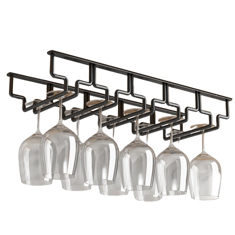 Contemporary Metal Glass & Stemware Holder Hanging Wine Glass Rack 21.7"L x 7.1"W x 2.2"H Black 1 Piece Clearhalo 'furn' 'furn_wine_racks' 'Furniture' 'Kitchen & Dining Furniture' 'Wine Racks' 'wine_racks' 6032482