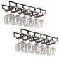 Contemporary Metal Glass & Stemware Holder Hanging Wine Glass Rack 26"L x 7.1"W x 2.2"H Black 2 Piece Set Clearhalo 'furn' 'furn_wine_racks' 'Furniture' 'Kitchen & Dining Furniture' 'Wine Racks' 'wine_racks' 6032493