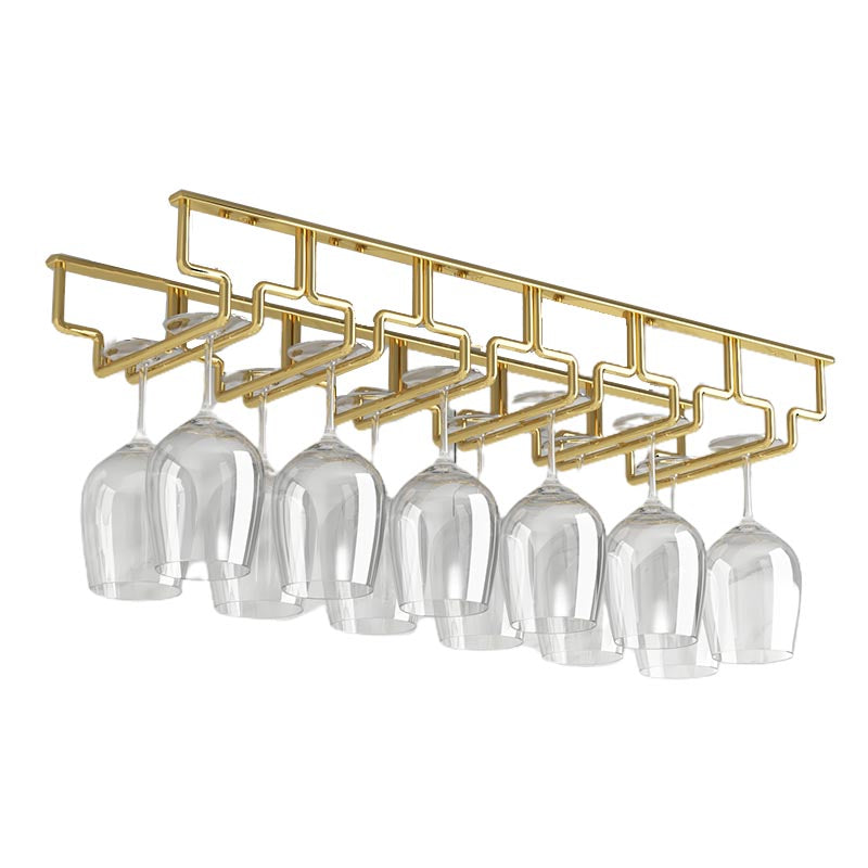 Contemporary Metal Glass & Stemware Holder Hanging Wine Glass Rack 26"L x 7.1"W x 2.2"H Gold 1 Piece Clearhalo 'furn' 'furn_wine_racks' 'Furniture' 'Kitchen & Dining Furniture' 'Wine Racks' 'wine_racks' 6032494