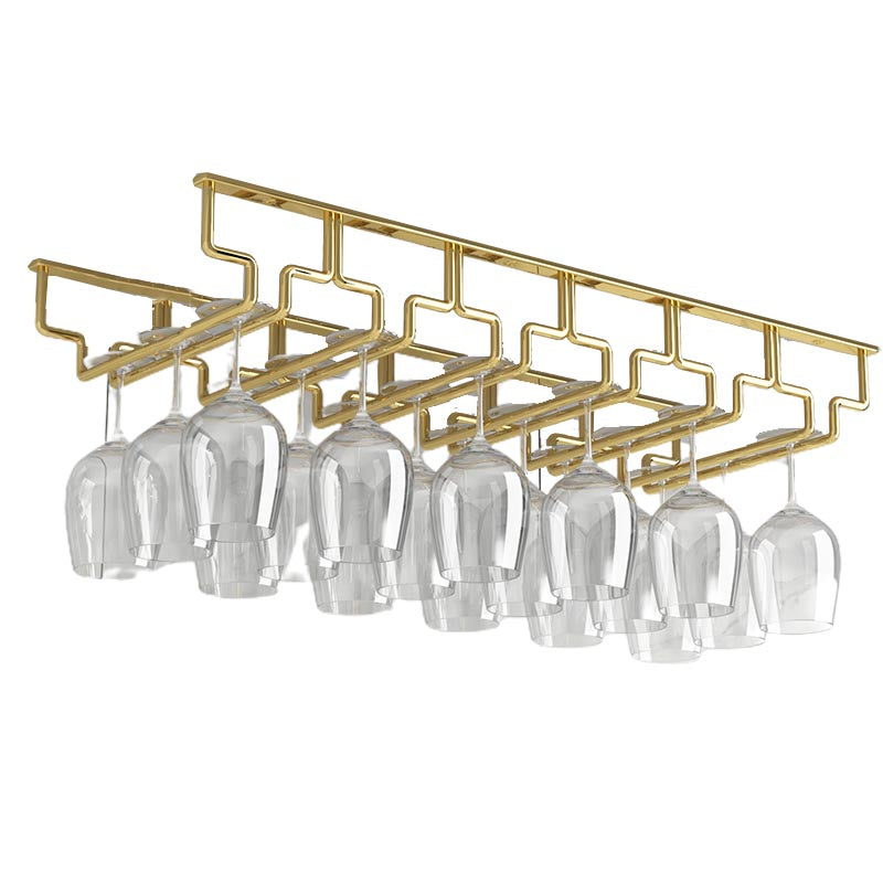 Contemporary Metal Glass & Stemware Holder Hanging Wine Glass Rack 26"L x 8.9"W x 2.2"H Gold 1 Piece Clearhalo 'furn' 'furn_wine_racks' 'Furniture' 'Kitchen & Dining Furniture' 'Wine Racks' 'wine_racks' 6032498