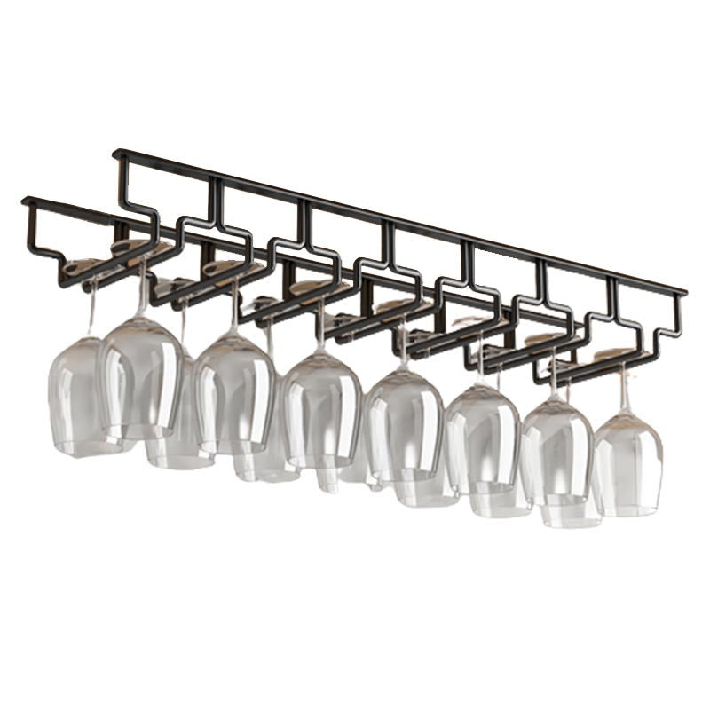 Contemporary Metal Glass & Stemware Holder Hanging Wine Glass Rack 30.3"L x 7.1"W x 2.2"H Black 1 Piece Clearhalo 'furn' 'furn_wine_racks' 'Furniture' 'Kitchen & Dining Furniture' 'Wine Racks' 'wine_racks' 6032502