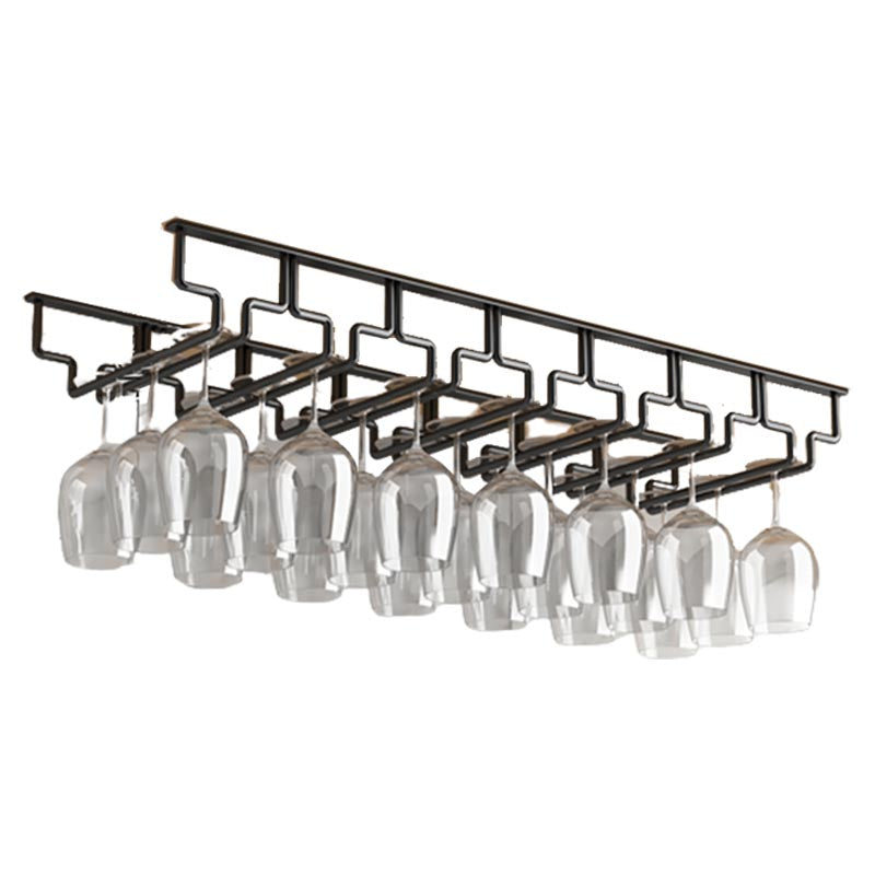 Contemporary Metal Glass & Stemware Holder Hanging Wine Glass Rack 30.3"L x 8.9"W x 2.2"H Black 1 Piece Clearhalo 'furn' 'furn_wine_racks' 'Furniture' 'Kitchen & Dining Furniture' 'Wine Racks' 'wine_racks' 6032506
