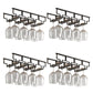 Contemporary Metal Glass & Stemware Holder Hanging Wine Glass Rack 17.3"L x 7.1"W x 2.2"H Black 4 Piece Set Clearhalo 'furn' 'furn_wine_racks' 'Furniture' 'Kitchen & Dining Furniture' 'Wine Racks' 'wine_racks' 6032515