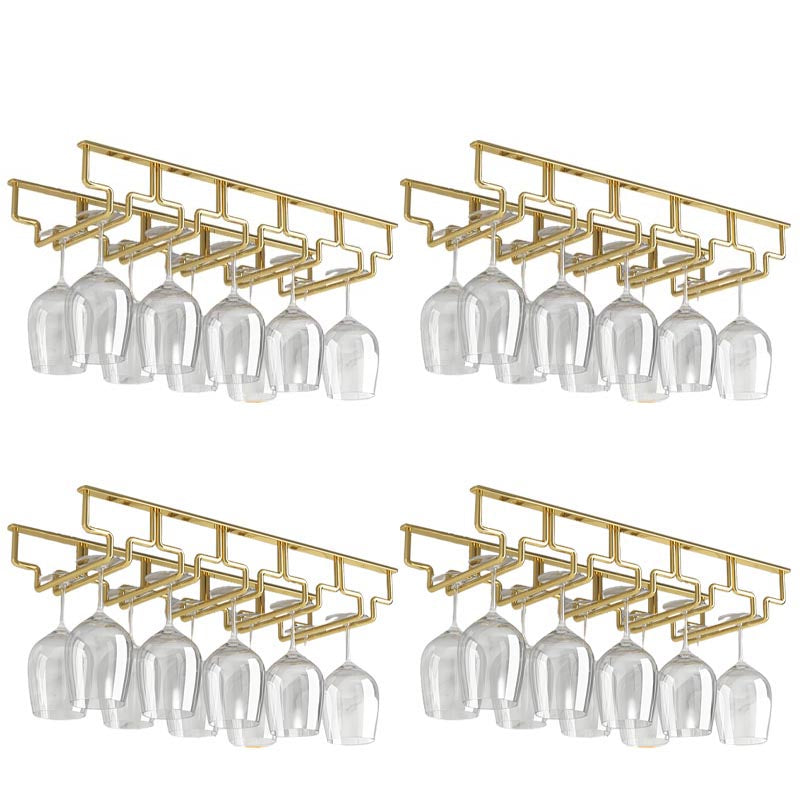 Contemporary Metal Glass & Stemware Holder Hanging Wine Glass Rack 21.7"L x 7.1"W x 2.2"H Gold 4 Piece Set Clearhalo 'furn' 'furn_wine_racks' 'Furniture' 'Kitchen & Dining Furniture' 'Wine Racks' 'wine_racks' 6032521