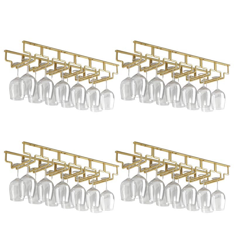 Contemporary Metal Glass & Stemware Holder Hanging Wine Glass Rack 26"L x 7.1"W x 2.2"H Gold 4 Piece Set Clearhalo 'furn' 'furn_wine_racks' 'Furniture' 'Kitchen & Dining Furniture' 'Wine Racks' 'wine_racks' 6032526