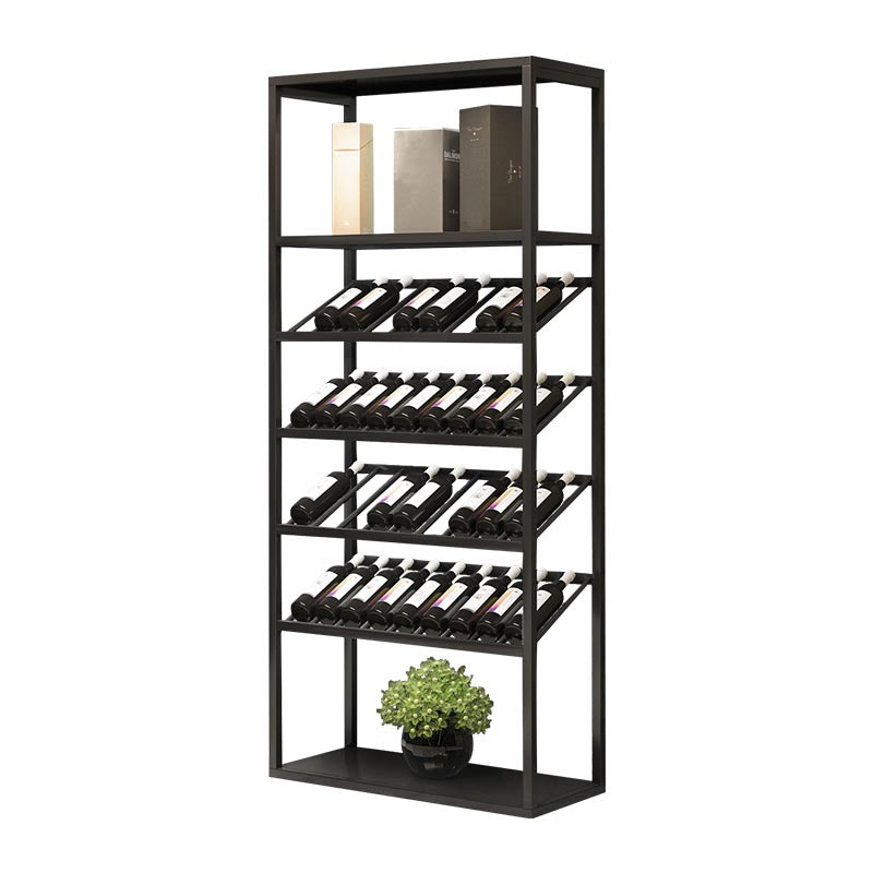 Metal Floor Wine Bottle & Glass Rack Modern Wine Holder Rack with Shelf