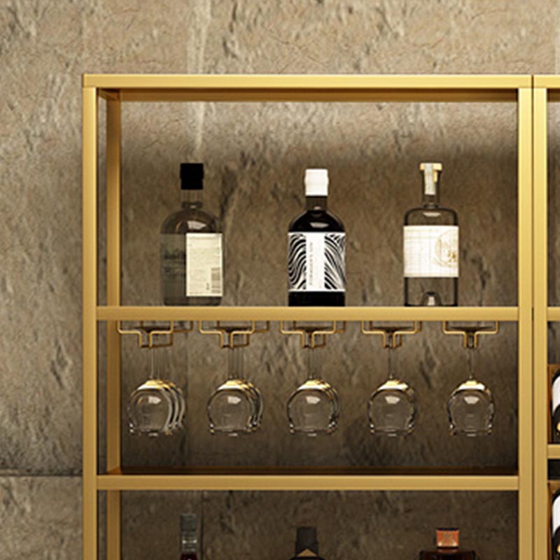 Metal Floor Wine Bottle & Glass Rack Modern Wine Holder Rack with Shelf