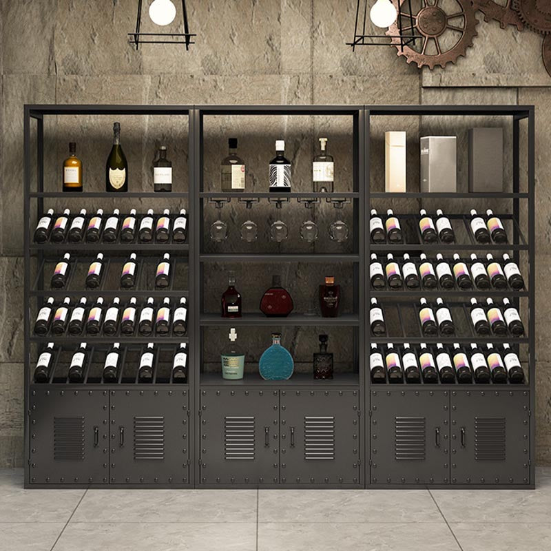 Metal Floor Wine Bottle & Glass Rack Modern Wine Holder Rack with Shelf