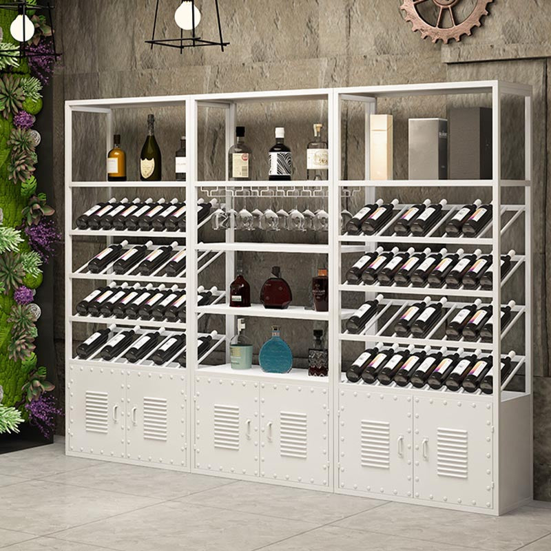 Metal Floor Wine Bottle & Glass Rack Modern Wine Holder Rack with Shelf