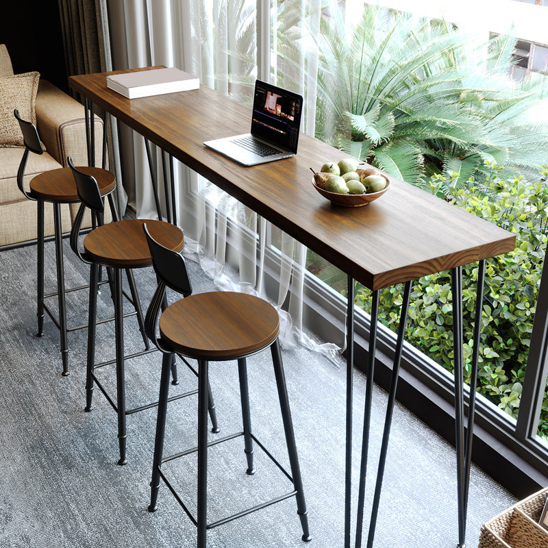 1/2/4/5 Pieces Industrial Rectangle Pub Table Set Wooden Counter Table with High Stools Clearhalo 'Bar Furniture' 'furn' 'furn_home_bar_bar_sets' 'Furniture' 'Home Bars & Bar Sets' 'home_bar_bar_sets' 'Kitchen & Dining Furniture' 6032817