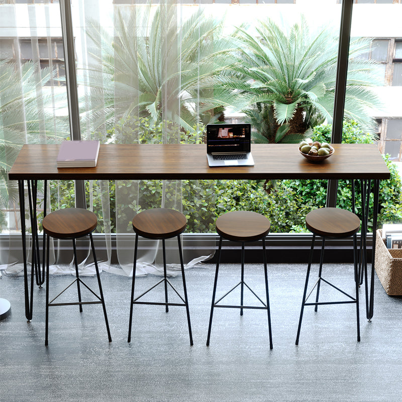1/2/4/5 Pieces Industrial Rectangle Pub Table Set Wooden Counter Table with High Stools 5 Pieces: Table, 4 Stools Clearhalo 'Bar Furniture' 'furn' 'furn_home_bar_bar_sets' 'Furniture' 'Home Bars & Bar Sets' 'home_bar_bar_sets' 'Kitchen & Dining Furniture' 6032822