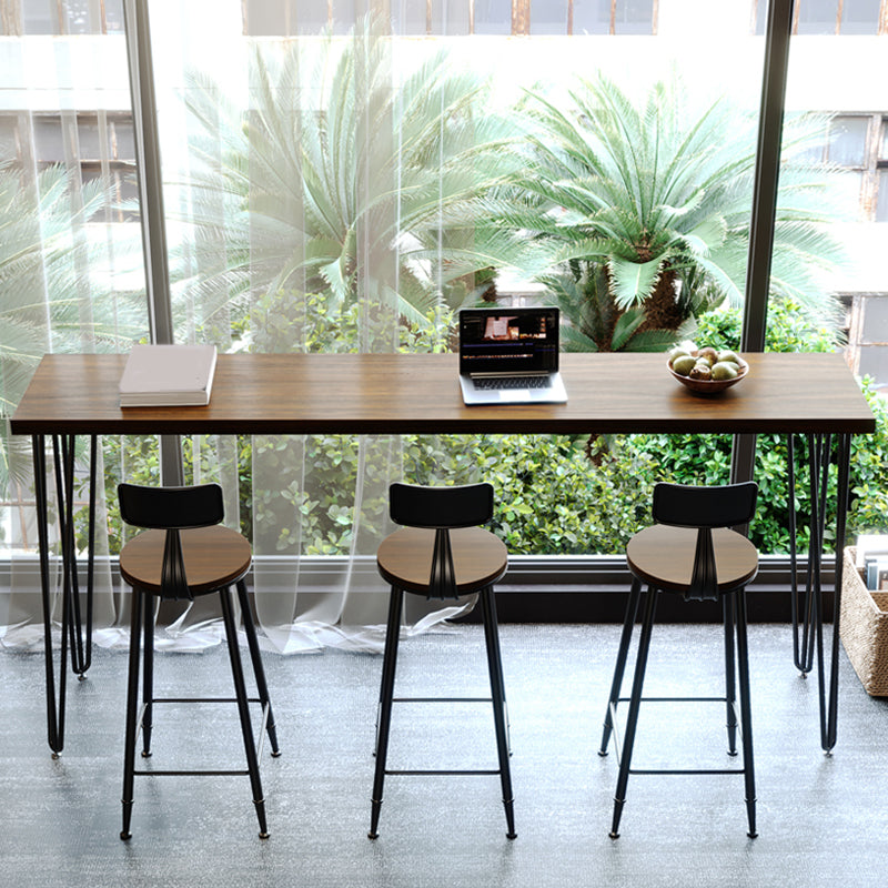 1/2/4/5 Pieces Industrial Rectangle Pub Table Set Wooden Counter Table with High Stools 4 Pieces: Table, 3 Stools Clearhalo 'Bar Furniture' 'furn' 'furn_home_bar_bar_sets' 'Furniture' 'Home Bars & Bar Sets' 'home_bar_bar_sets' 'Kitchen & Dining Furniture' 6032830