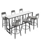 Modern 1/2/7 Pieces Bar Table Set Rectangle Stone Counter Table with Stools for Balcony 7 Pieces: Table, 6 Gray Stools Clearhalo 'Bar Furniture' 'furn' 'furn_home_bar_bar_sets' 'Furniture' 'Home Bars & Bar Sets' 'home_bar_bar_sets' 'Kitchen & Dining Furniture' 6032922