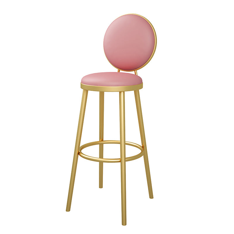Glam 1/3/4/7 Pieces Bar Table Set Rectangle Stone Counter Table with High Stools Light-Pink 30"H Stool (Single) Clearhalo 'Bar Furniture' 'furn' 'furn_home_bar_bar_sets' 'Furniture' 'Home Bars & Bar Sets' 'home_bar_bar_sets' 'Kitchen & Dining Furniture' 6032963