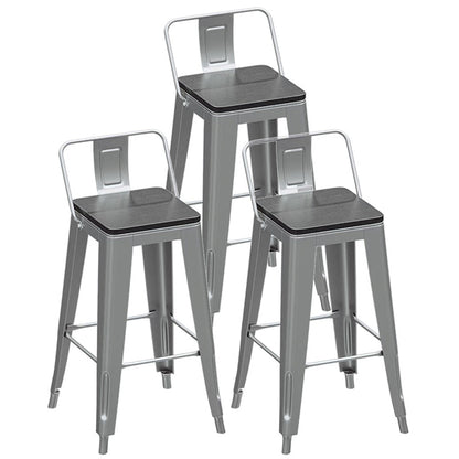 1/3/4 Pieces Industrial Bar Stool and Table Set Silver Iron Bar Set Silver 29.5"H Stool (Set of 3) Clearhalo 'Bar Furniture' 'furn' 'furn_home_bar_bar_sets' 'Furniture' 'Home Bars & Bar Sets' 'home_bar_bar_sets' 'Kitchen & Dining Furniture' 6032986