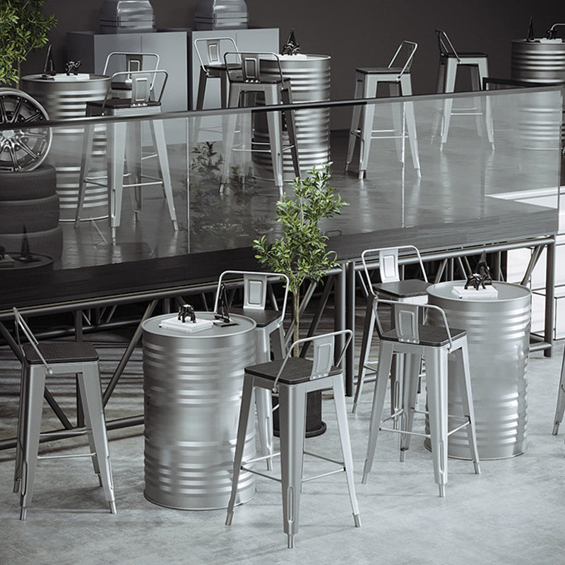 1/3/4 Pieces Industrial Bar Stool and Table Set Silver Iron Bar Set Clearhalo 'Bar Furniture' 'furn' 'furn_home_bar_bar_sets' 'Furniture' 'Home Bars & Bar Sets' 'home_bar_bar_sets' 'Kitchen & Dining Furniture' 6032987