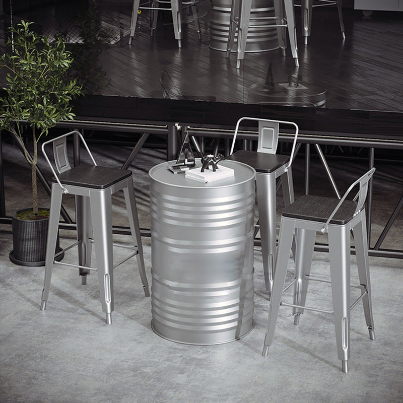 1/3/4 Pieces Industrial Bar Stool and Table Set Silver Iron Bar Set Clearhalo 'Bar Furniture' 'furn' 'furn_home_bar_bar_sets' 'Furniture' 'Home Bars & Bar Sets' 'home_bar_bar_sets' 'Kitchen & Dining Furniture' 6032988
