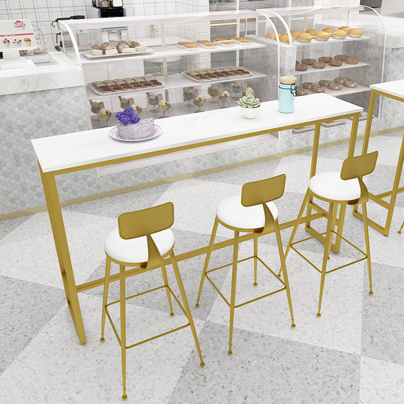 Glam Juego de mesa de bar de 1/4 piezas, mesa rectangular de piedra con taburetes altos para balcón