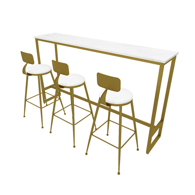 Glam Juego de mesa de bar de 1/4 piezas, mesa rectangular de piedra con taburetes altos para balcón
