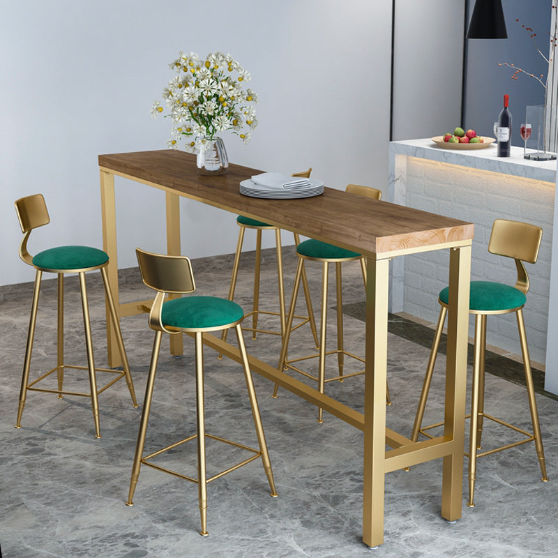 Glam Style Rectangle Bar Table 1/6 Pieces Solid Wood Counter Table 6 Pieces: 1 Table, 5 Green Stools Clearhalo 'Bar Furniture' 'furn' 'furn_home_bar_bar_sets' 'Furniture' 'Home Bars & Bar Sets' 'home_bar_bar_sets' 'Kitchen & Dining Furniture' 6033027