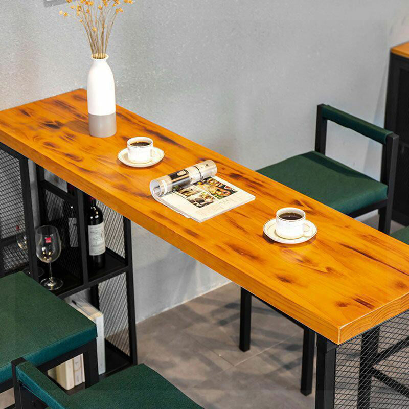 Industrial Rectangle Pub Table Set 1/3/5 Pieces Pine Wood Top Bar Table with Metal Stools Clearhalo 'Bar Furniture' 'furn' 'furn_home_bar_bar_sets' 'Furniture' 'Home Bars & Bar Sets' 'home_bar_bar_sets' 'Kitchen & Dining Furniture' 6033062