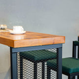 Industrial Rectangle Pub Table Set 1/3/5 Pieces Pine Wood Top Bar Table with Metal Stools