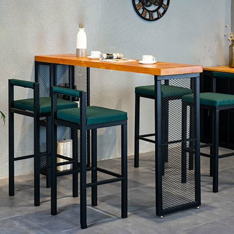 Industrial Rectangle Pub Table Set 1/3/5 Pieces Pine Wood Top Bar Table with Metal Stools Clearhalo 'Bar Furniture' 'furn' 'furn_home_bar_bar_sets' 'Furniture' 'Home Bars & Bar Sets' 'home_bar_bar_sets' 'Kitchen & Dining Furniture' 6033069