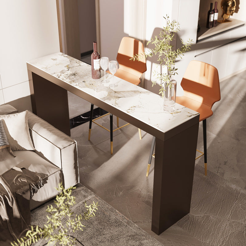 Modern 1/2/3 Pieces Bar Table Set Rectangle Stone Counter Table with Stools for Balcony Clearhalo 'Bar Furniture' 'furn' 'furn_home_bar_bar_sets' 'Furniture' 'Home Bars & Bar Sets' 'home_bar_bar_sets' 'Kitchen & Dining Furniture' 6033152