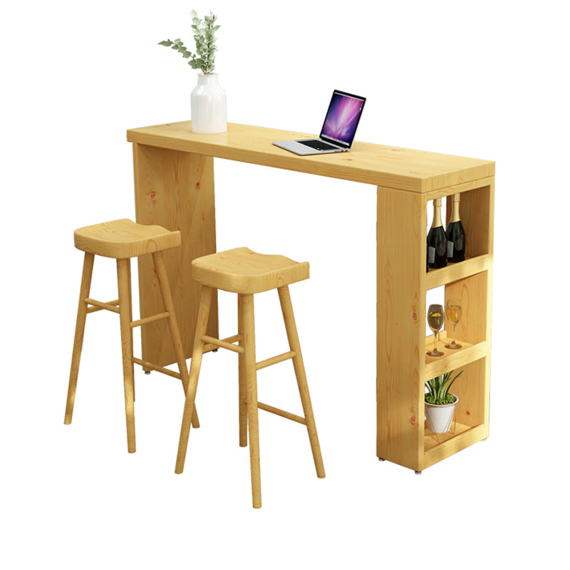 1/3 Pieces Pub Set Full Natural Modern Solid Wooden Bar table Set 3 Pieces: Table, 2 Stools Clearhalo 'Bar Furniture' 'furn' 'furn_home_bar_bar_sets' 'Furniture' 'Home Bars & Bar Sets' 'home_bar_bar_sets' 'Kitchen & Dining Furniture' 6033174