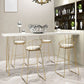 Mesa de bar rectangular Glam, mesa de mostrador de madera maciza de 1/2/3 piezas con taburetes tapizados