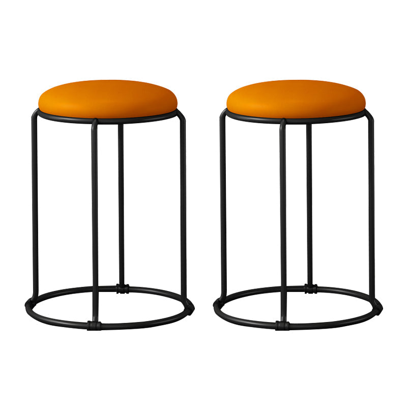 Ottoman moderne en cuir rembourré à la déchirure ottoman rond avec des jambes de chaise