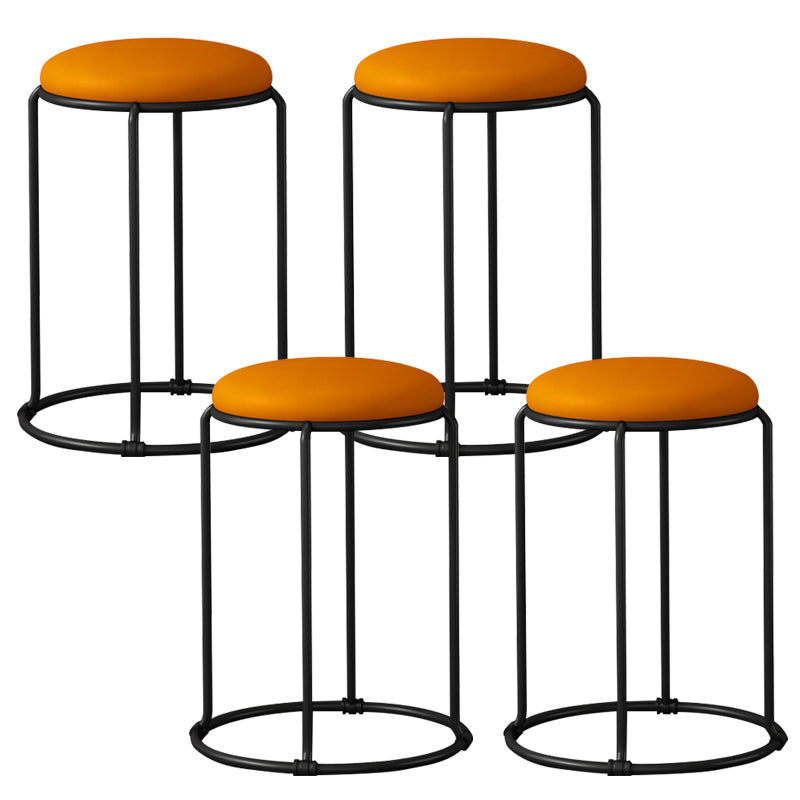 Ottoman moderne en cuir rembourré à la déchirure ottoman rond avec des jambes de chaise