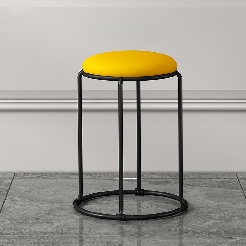 Ottoman moderne en cuir rembourré à la déchirure ottoman rond avec des jambes de chaise