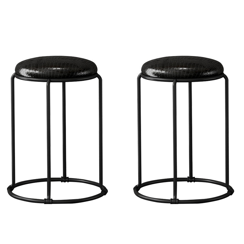 Ottoman moderne en cuir rembourré à la déchirure ottoman rond avec des jambes de chaise